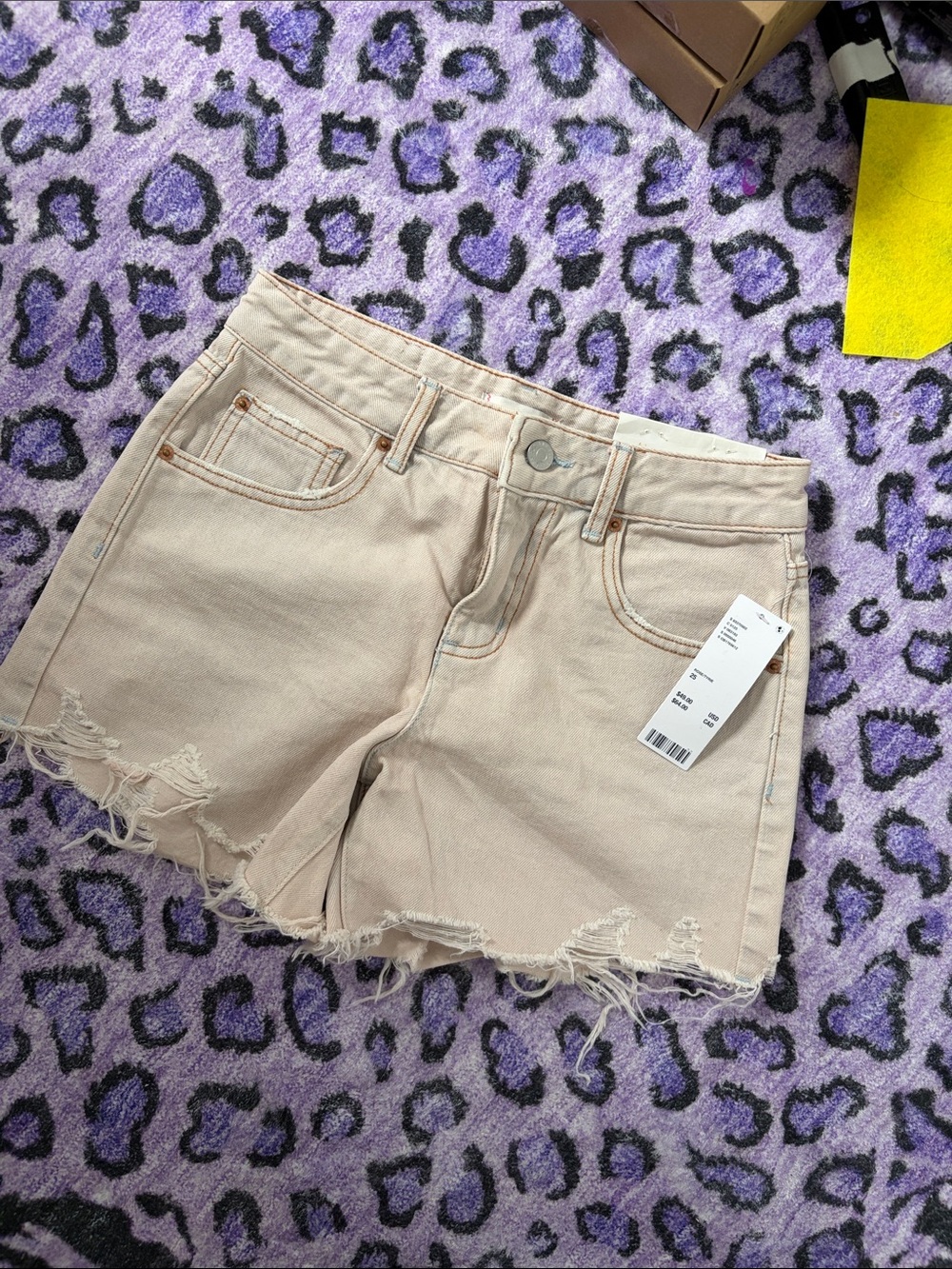 Distressed Rose Denim Shorts